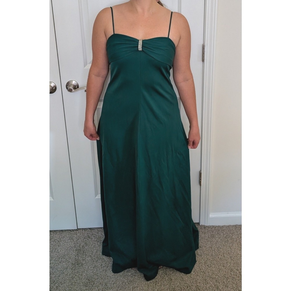 Vintage Sweetheart Neck Gown Maxi Dres Dark Green Formal Glam Union Made